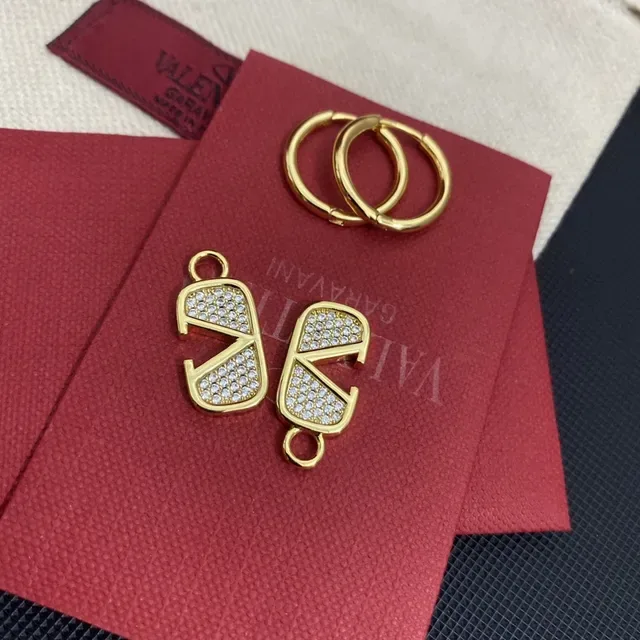 Gold-Tone Crystal V-Shaped Hoop Dangle Earrings 9