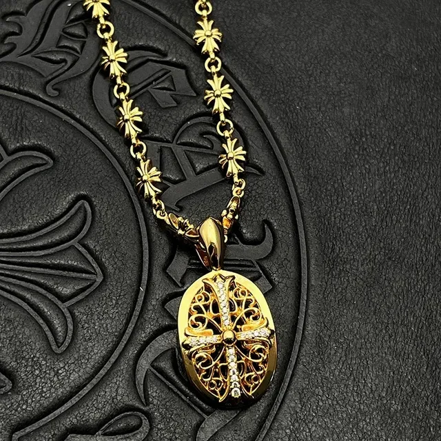 Gold-Tone Filigree Cross Crystal Pendant Necklace 3
