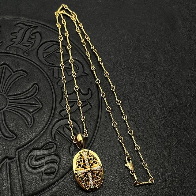 Gold-Tone Filigree Cross Crystal Pendant Necklace 5