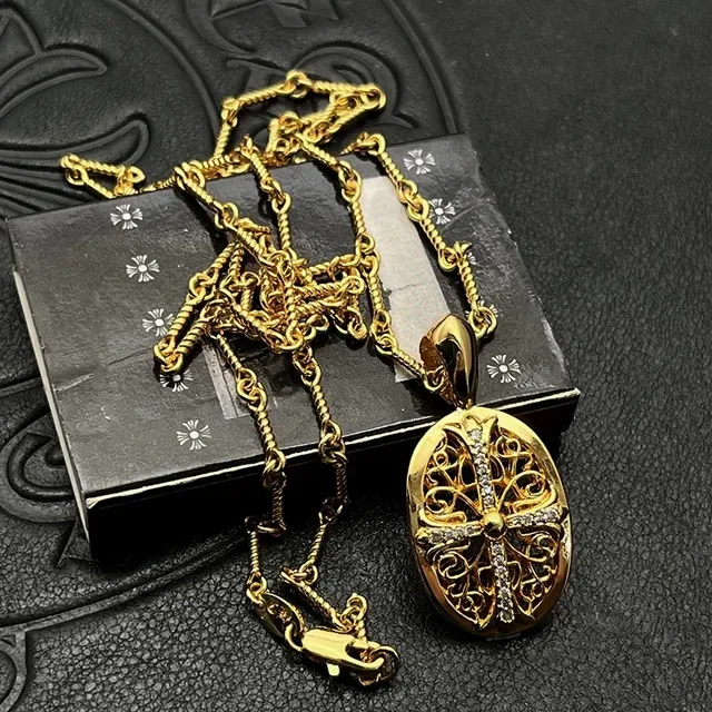 Gold-Tone Filigree Cross Crystal Pendant Necklace 9