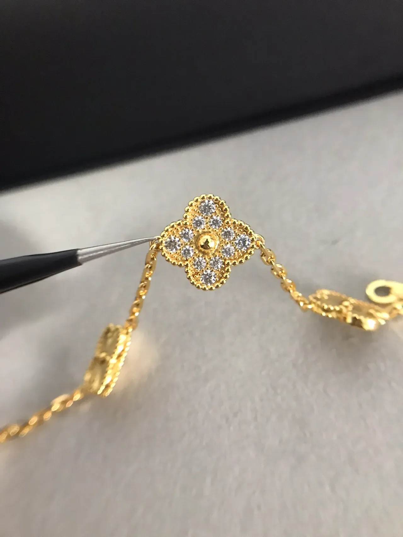 Gold-Tone Five Clover Motif Chain-Linked Bracelet 5