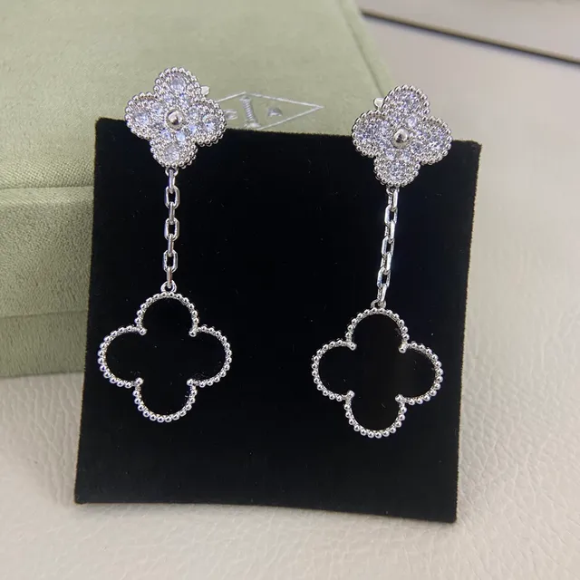 Gold-Tone Four-Leaf Clover Chain Drop Earrings 7
