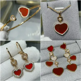 Gold-Tone Heart Enamel Pavé Bracelet