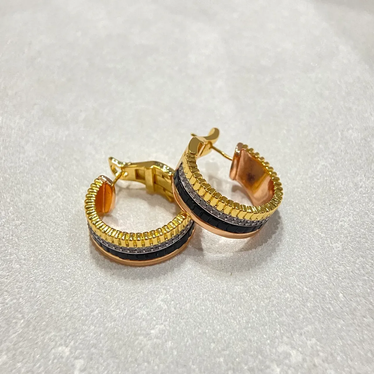 Gold-Tone Multi-Band Enamel Hoop Earrings 3