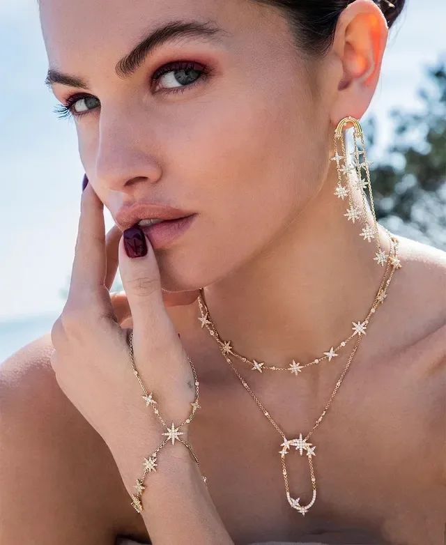Boucles d'oreilles chandelier en cristal étoile doré 5