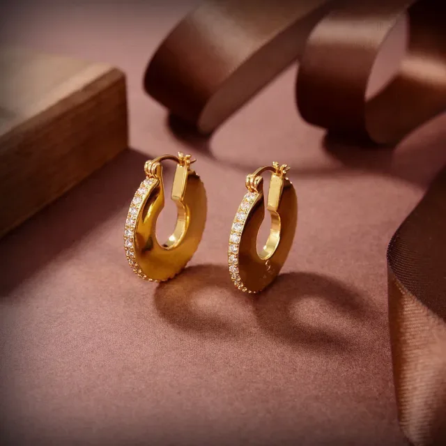 Gold-Tone Textured-Edge Hoop Earrings 7