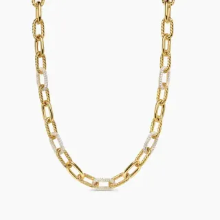 Collier avec Chaîne Torsadée et Link Pavé Doré