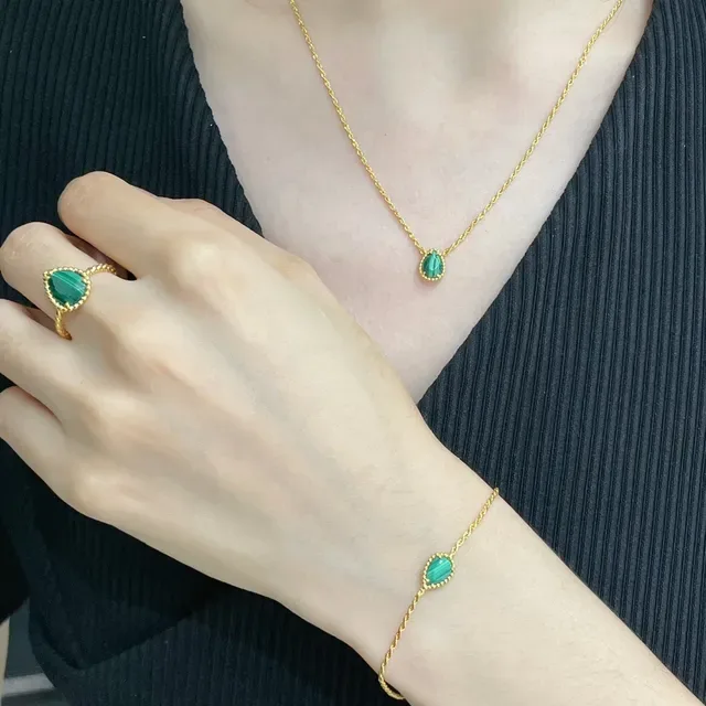 Gold-Tone Twisted Rope Chain Teardrop Gemstone Stacked Bracelets 9