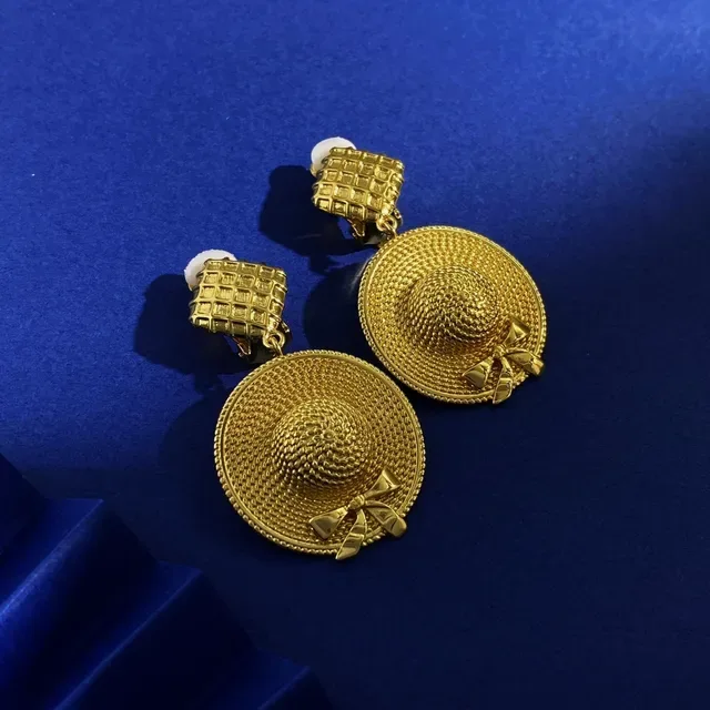 Gold-Tone Woven Disc Bow Drop Earrings 3