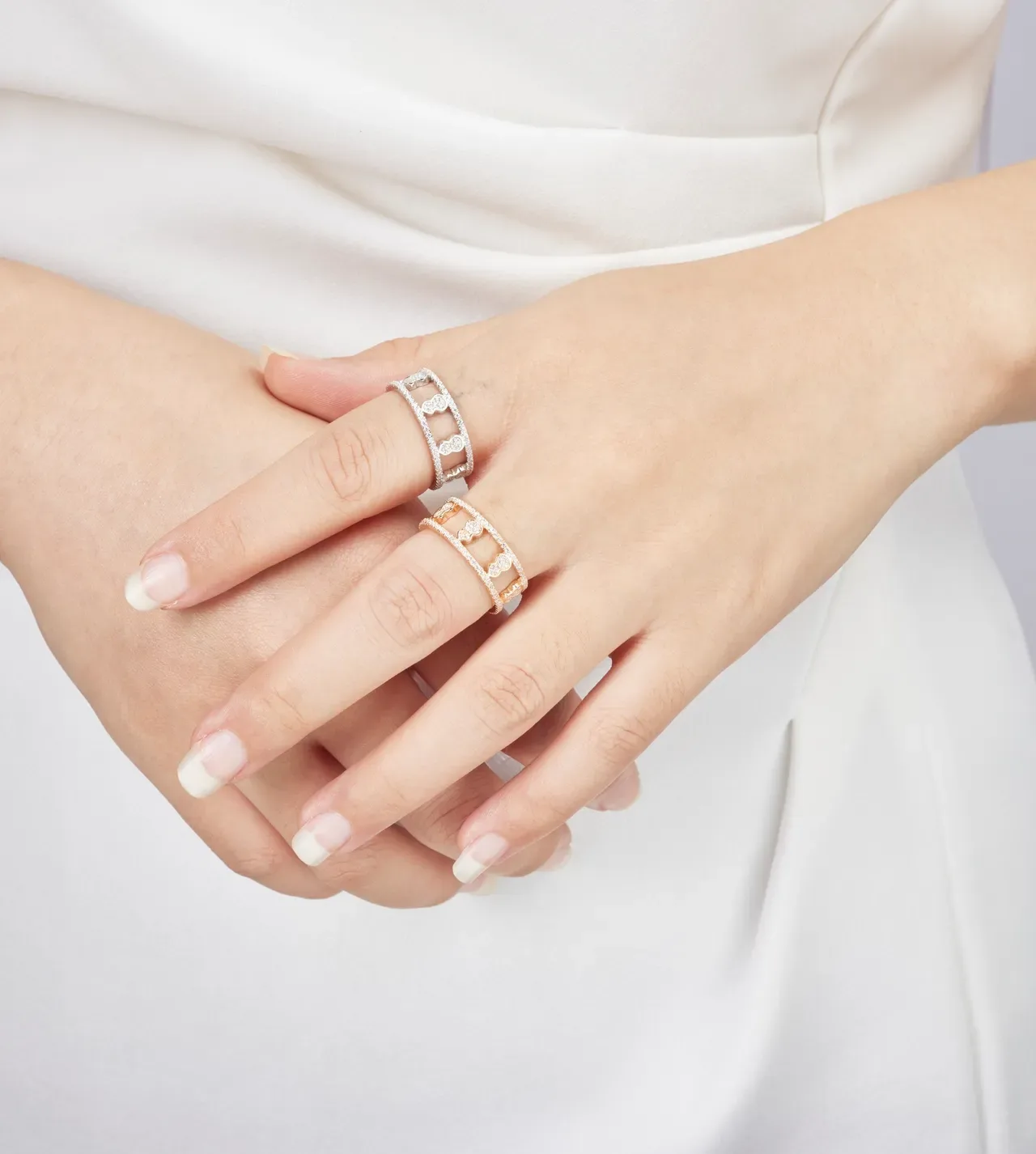 Gold-Toned Pavé-Set Openwork Heart Motif Ring 2