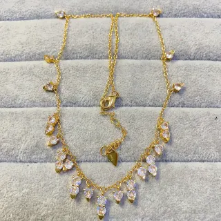 Gold Transparent Chain Dangling Crystal Charms Necklace