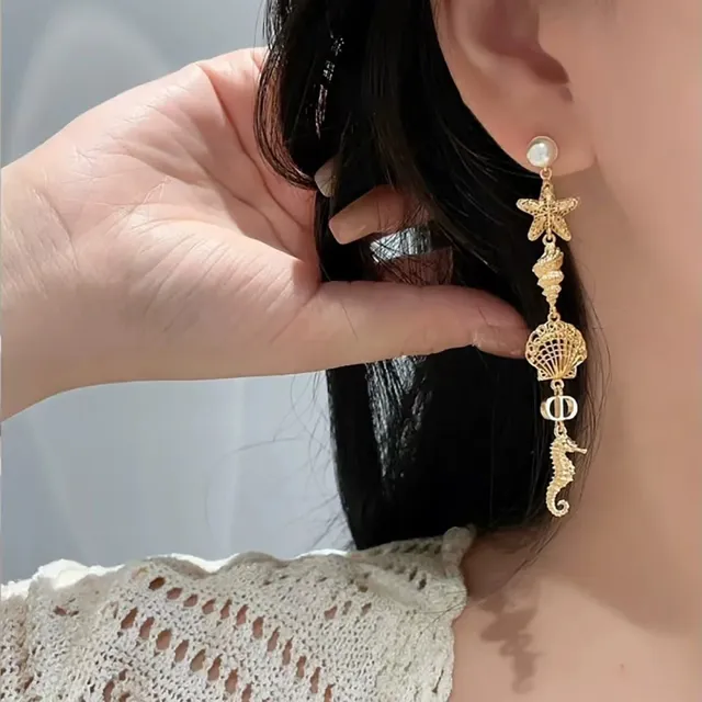 Collier avec thème mer en couches blanc et doré Charms Necklace 6