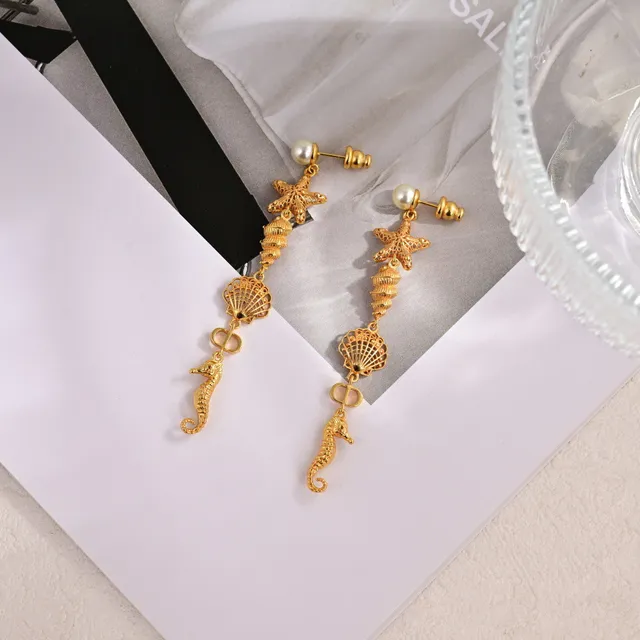 Collier avec thème mer en couches blanc et doré Charms Necklace 7
