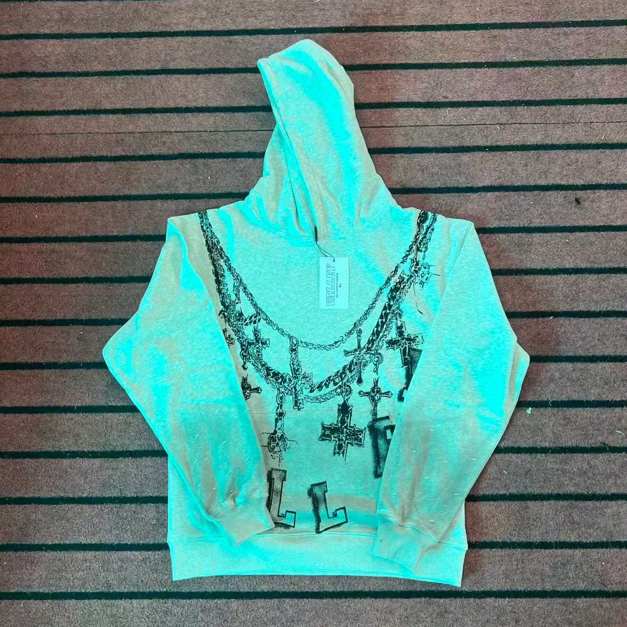 Hoodie impression graphique distressed manches 2