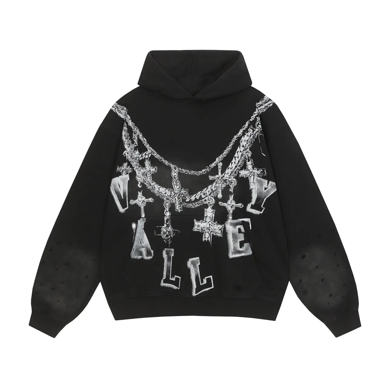 Hoodie impression graphique distressed manches 10