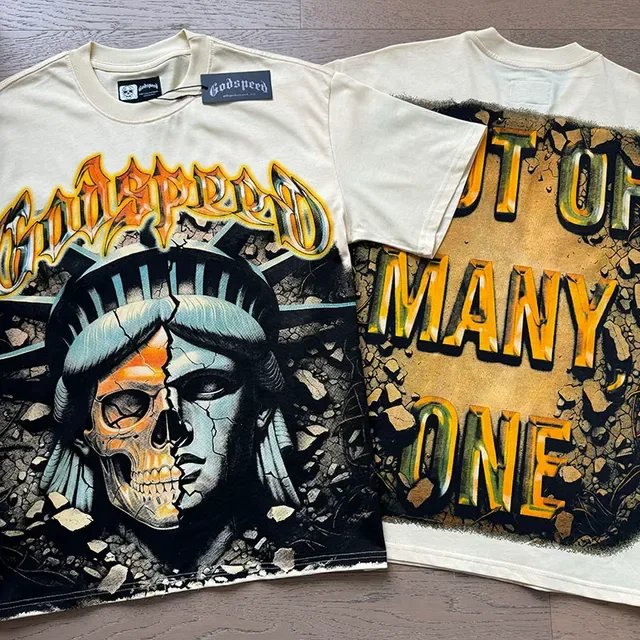 Graphic-Print Oversized Double-Sided Distressed T-Shirt 4