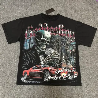 Camiseta oversize con estampado gráfico de calavera y coche deportivo