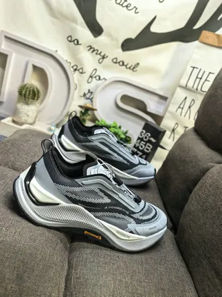 Gray and Black Sculpted Midsole Lifestyle Sneakers 9