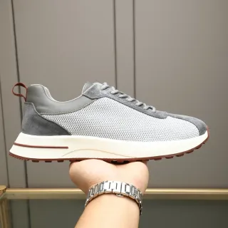 حذاء رياضي أسلوب حياة رمادي و بني Mesh-Suede