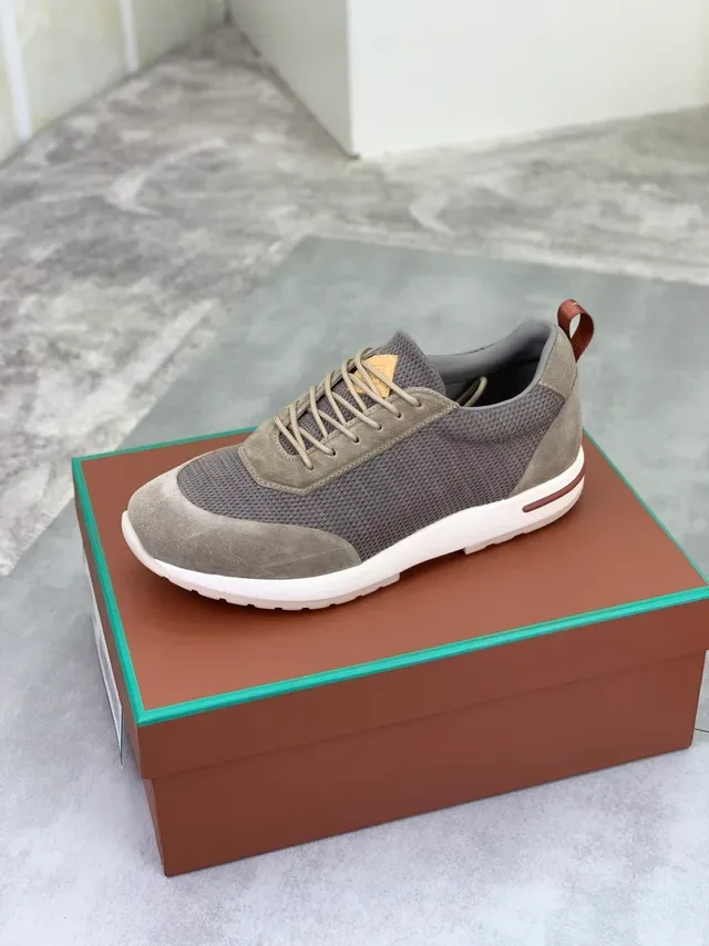 Sneakers lifestyle hybrides gris et taupe mesh-suede 4