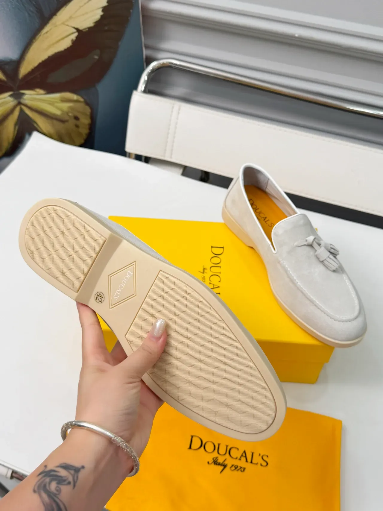 Loafer Daim Gris Beige Détail Tassel 2