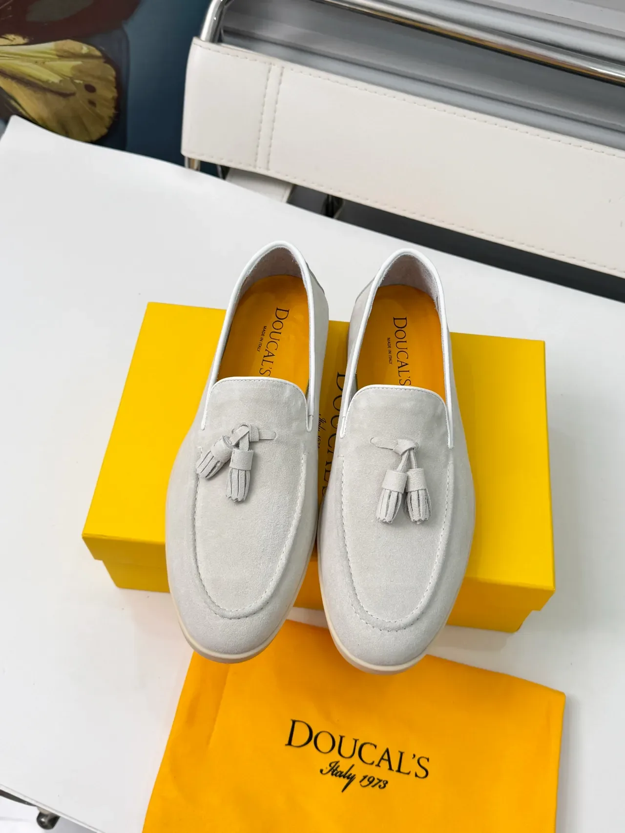 Loafer Daim Gris Beige Détail Tassel 5