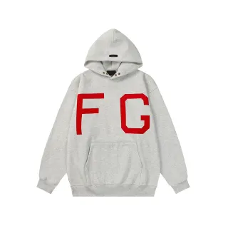 Gray Red Oversized Fit Bold Block-Letter Graphic Hoodie