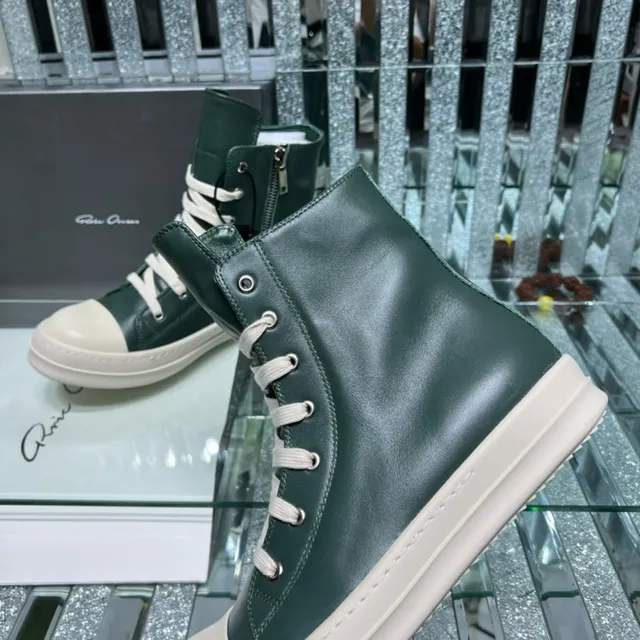 Green White High-Top Leather Boots 9