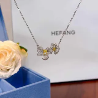HEFANG ফ্লোরাল Pavé হলুদ জেমস্টোন নেকলেস