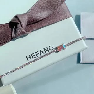 HEFANG Pavé Crystal Iridescent Center Stone Bracelet