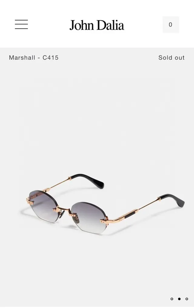John Dalia Black Gold Rimless Oval Lenses Matte Metal Frame Sunglasses 3
