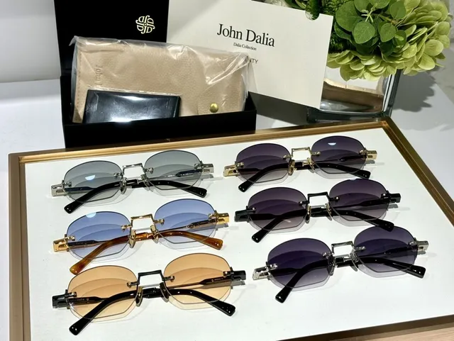 John Dalia Black Gold Rimless Oval Lenses Matte Metal Frame Sunglasses 4