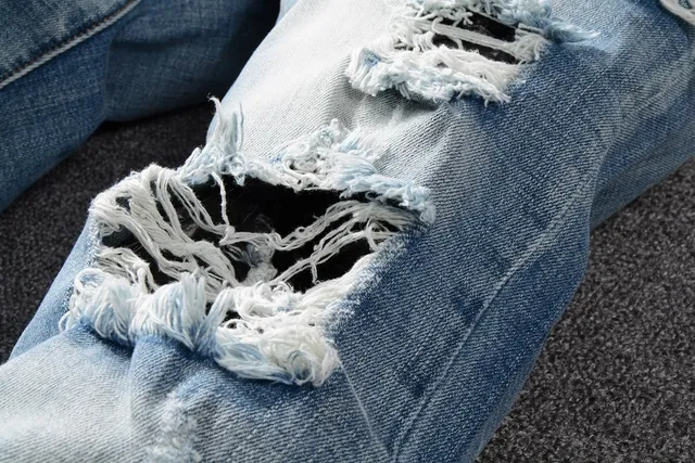 Light-Wash Distressed Ripped Slim-Fit Jeans 4