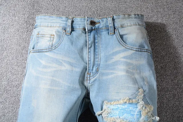 Light-Wash Distressed Slim-Fit Jeans 12