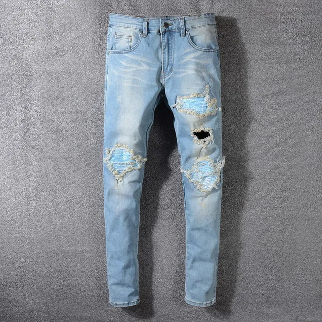 Light-Wash Distressed Slim-Fit Jeans 14