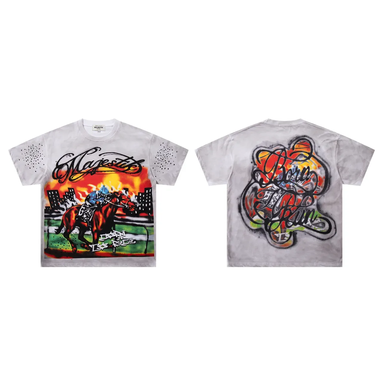 Camiseta oversized estampa gráfica estilo spray MAJESTIK 2