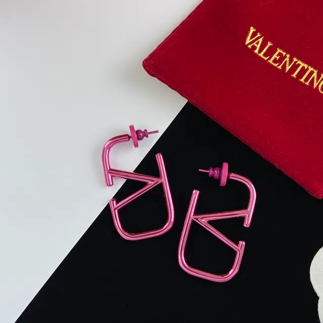 Metallic Pink Geometric Open-Frame Hoop Earrings 6