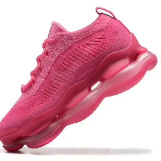 Zapatilla de punto rosa monocromática con cordones
