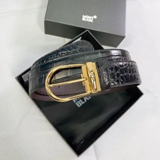 Montblanc Crocodile-Embossed Reversible Leather Belt