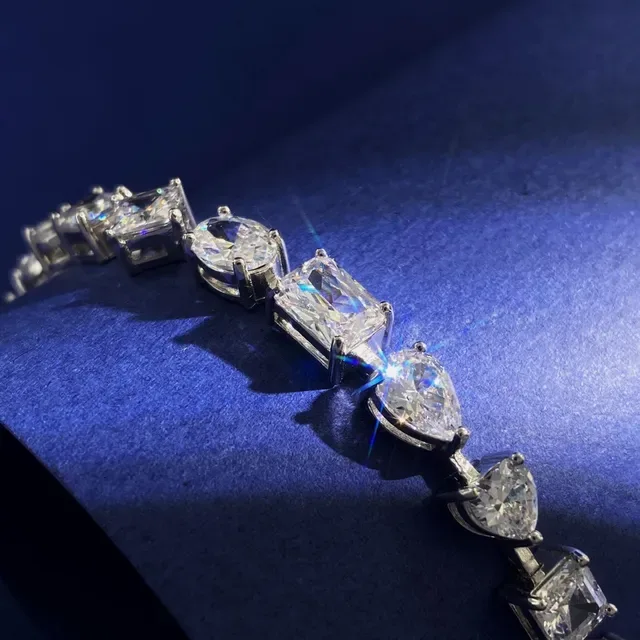Multi-Cut Stone Alternating Pear and Emerald Cut Bracelet 7