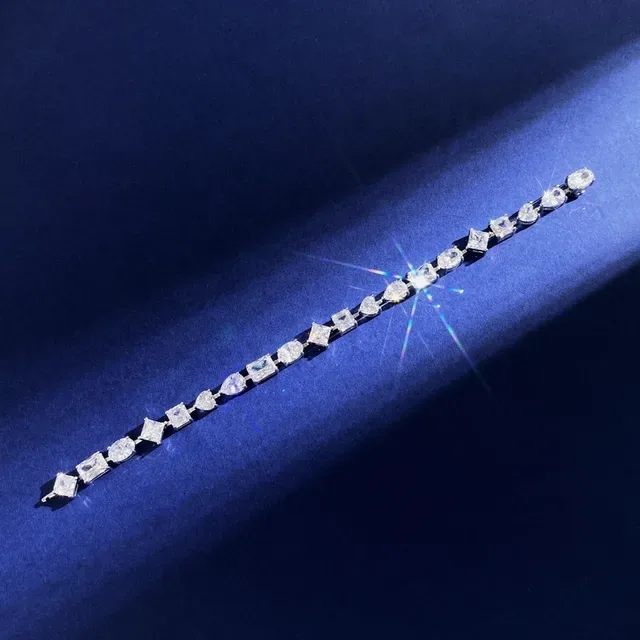 Multi-Cut Stone Alternating Pear and Emerald Cut Bracelet 8