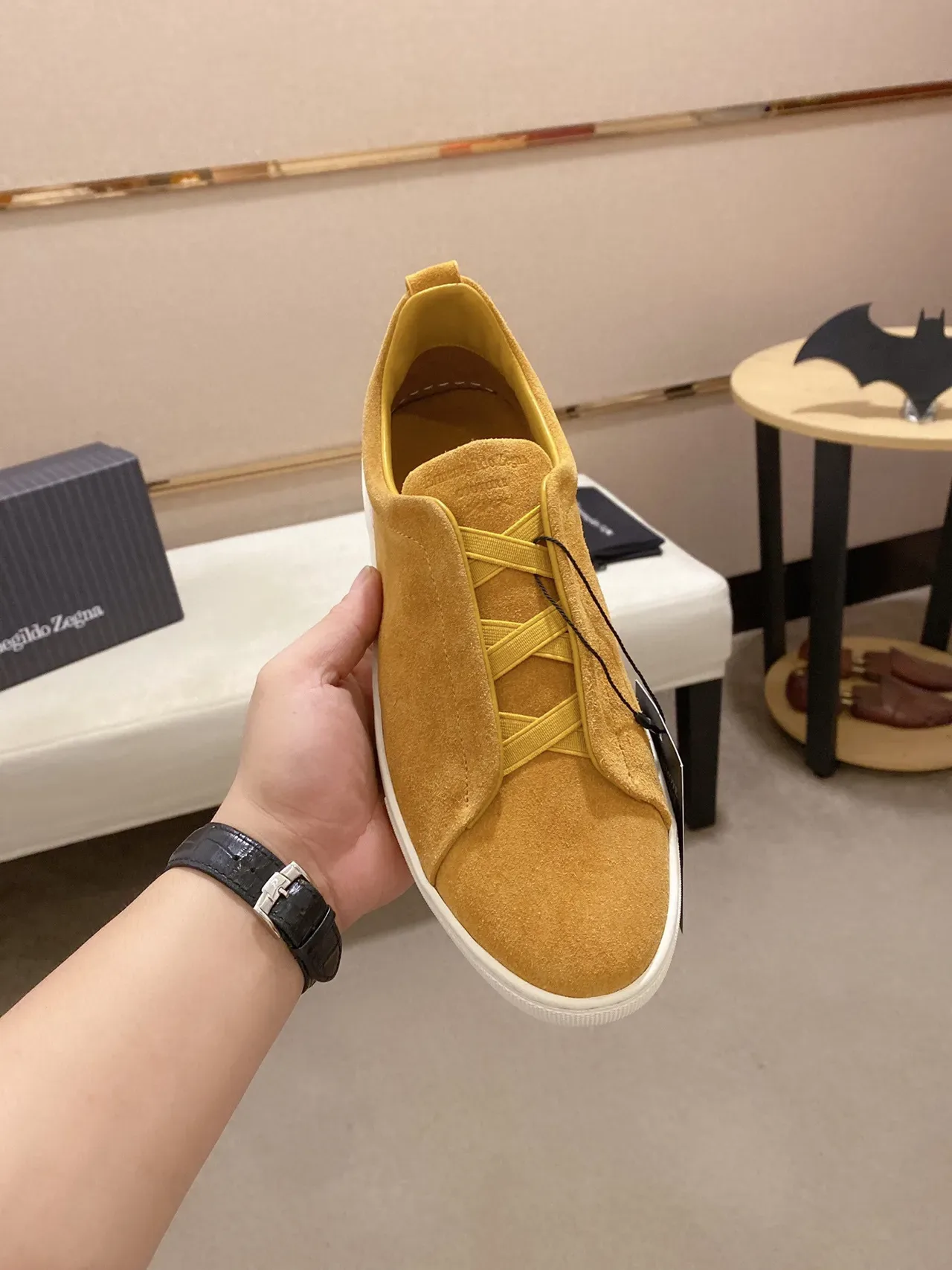 Sneaker Lifestyle Slip-On en Daim Jaune Moutarde 8