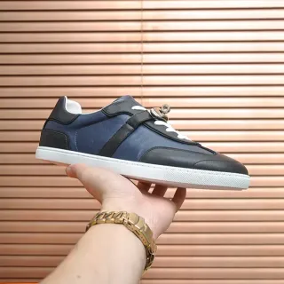 Navy and Black Two-Tone Laceless Leather Sneaker