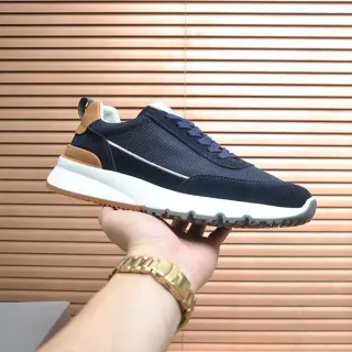حذاء رياضي Navy Beige Mesh-Suede Upper White Sculpted Midsole