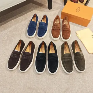 Navy White Suede Upper Strap Detail Loafer