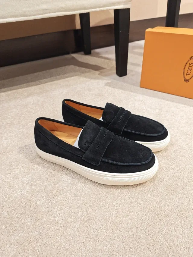 Navy White Suede Upper Strap Detail Loafer 4