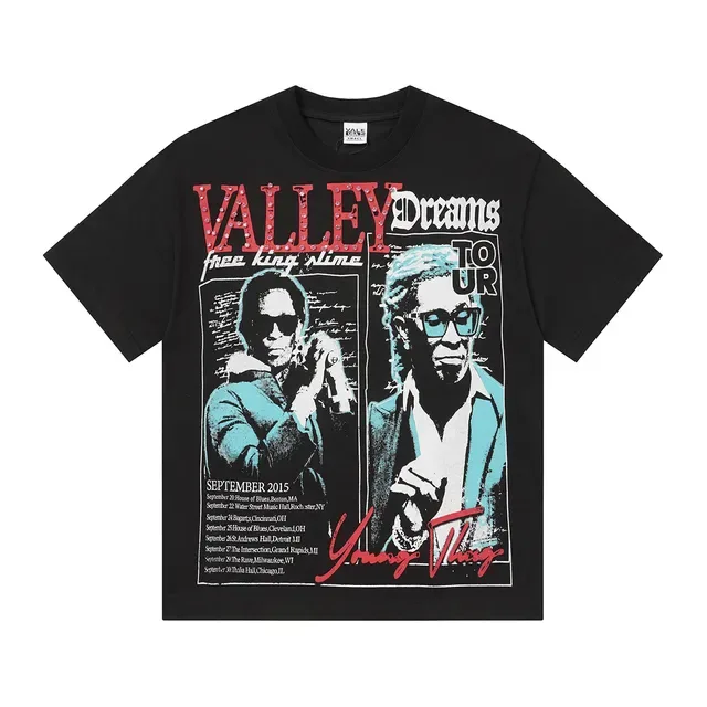 T-shirt olive et noir à affiche graphique de tournée 5