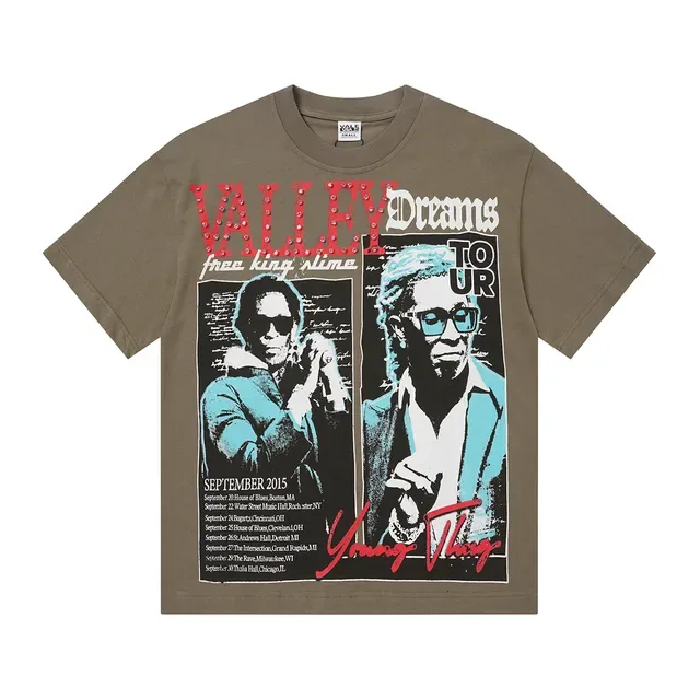 T-shirt olive et noir à affiche graphique de tournée 7