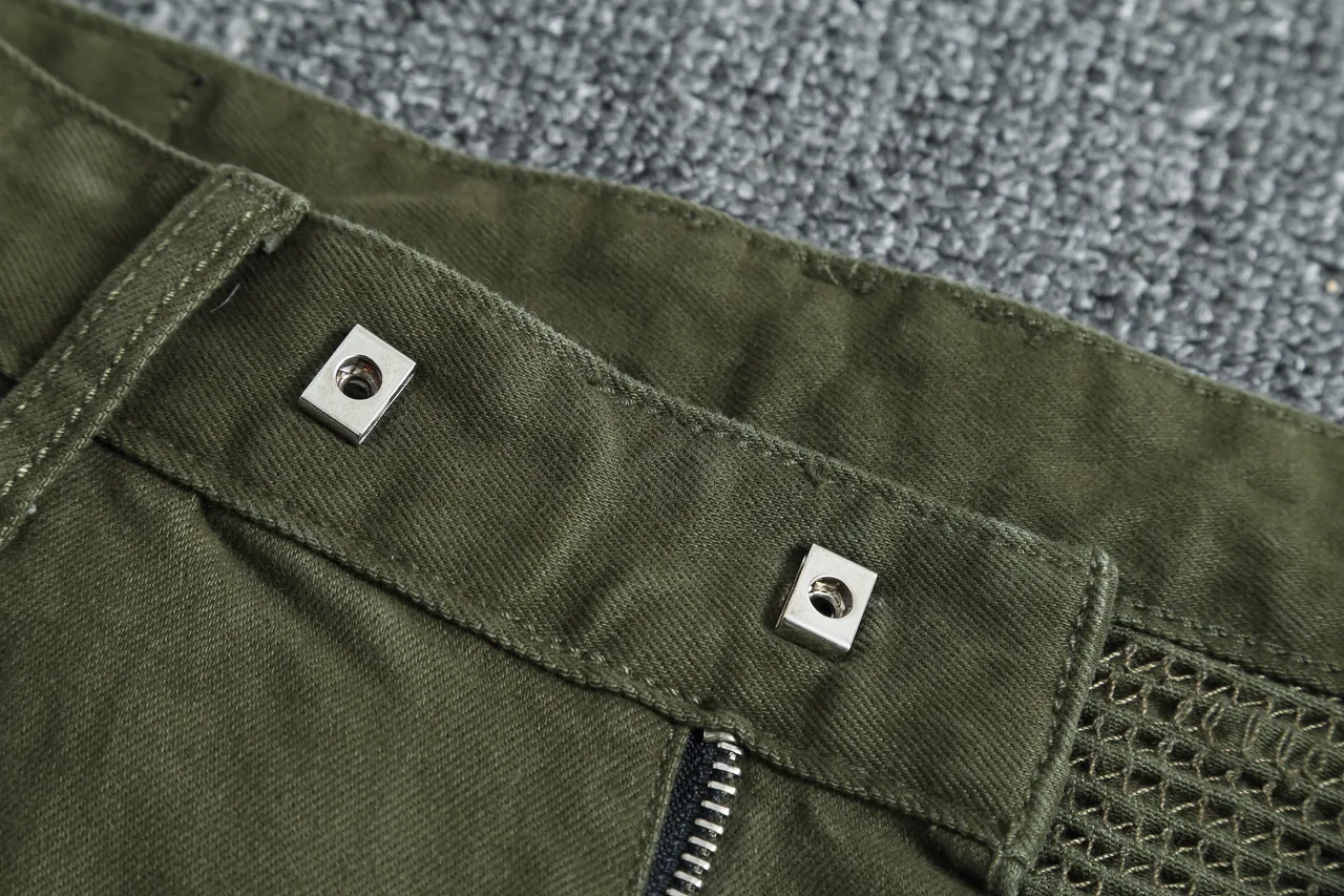 Shorts Style Cargo Vert Olive avec Poches à Fermeture Éclair 5