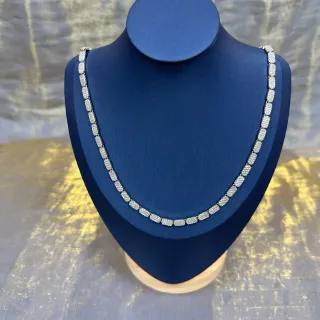 Pave-Set Rectangular Link Chain Necklace